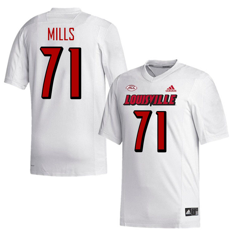 Men #71 Monroe Mills Louisville Cardinals College Football Jerseys Stitched-White